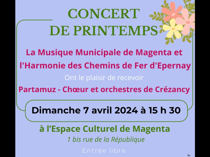 Affiche de « Concert de printemps avec Partamuz - Chœur et orchestres de Crézancy »