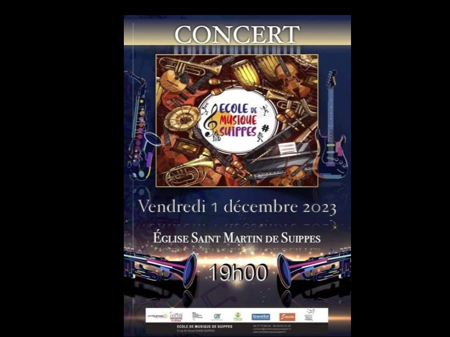 Affiche de « Le 01 Décembre 2023 : concert de l’école de musique de Suippes »